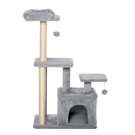 Cat Tree Tower w/ Scratching Posts Sisal Hanging Ball Condo 60 x 40 x 114cm