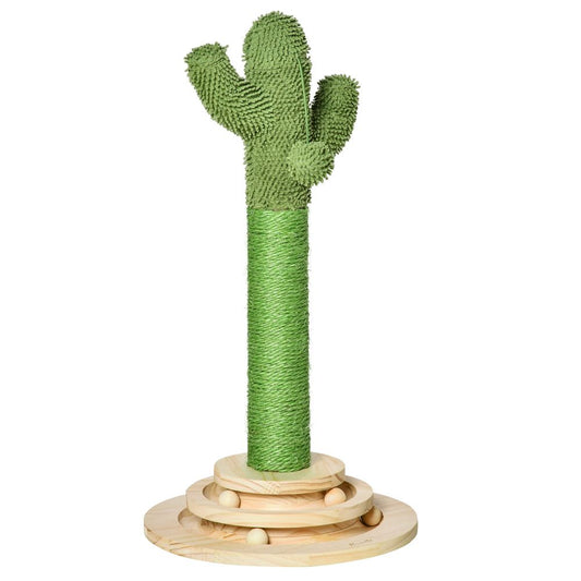 Cat Tree Cactus Sisal Scratching Post Interactive Fun Roller Exerciser Pawhut